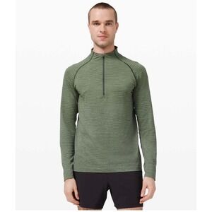 Lululemon Metal Vent Tech 1/2 Zip Men's XL Slim Fit Green Athletic Pullover